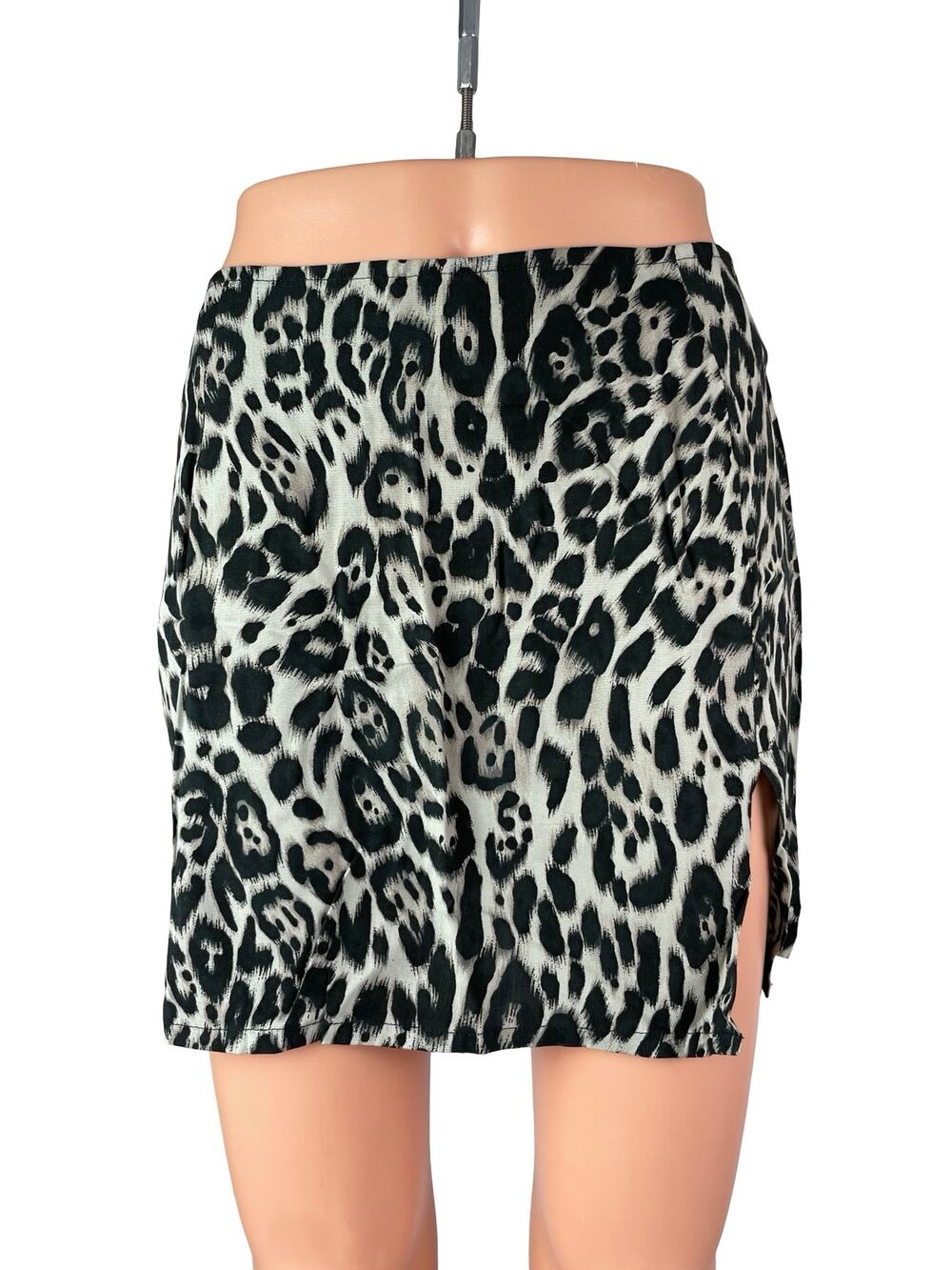 Motel Sheny Women's Animal Print High Rise Slit Mini Pencil Bodycon Skirt Sz XS